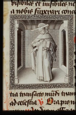 St. Peter Martyr of Verona with a sword in his head and a dagger in his heart