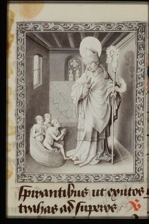 St. Nicholas, Bishop of Myra, and the three children in the tub