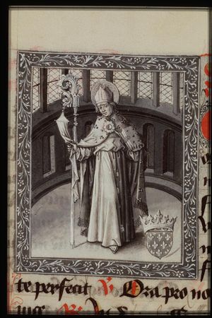 St. Louis of Marseilles holding a crozier and a book