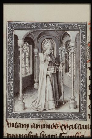 St. Sulpice of Bourges holding a book and a crozier