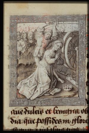 The martyrdom of St. Catherine of Alexandria: she is beheaded