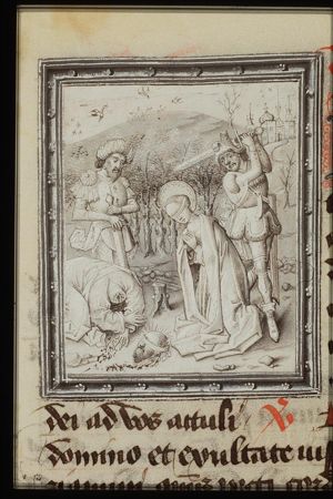 The martyrdom of St. Cecilia of Rome and St. Valerian: they are beheaded