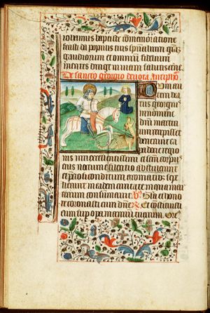 St. George on horseback fighting the dragon