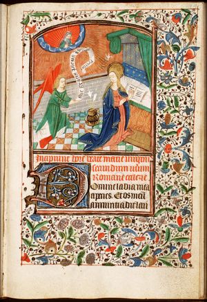 The Annunciation: Gabriel announces Christ's birth to Mary