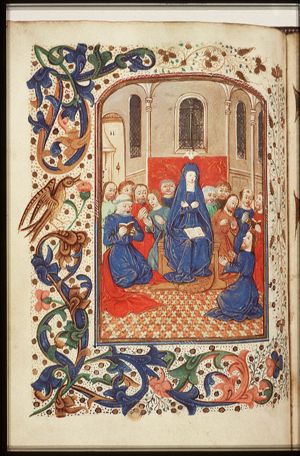 Pentecost: the Holy Spirit descends upon Mary and the apostles