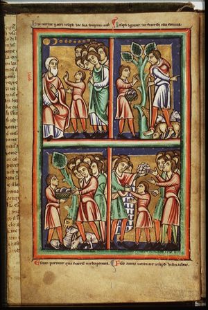 Joseph tells his dream about the sun, moon and stars to Jacob and his brothers
