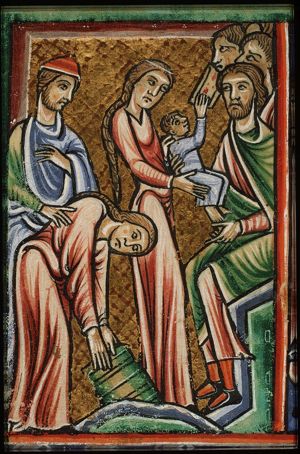 Moses is found by the daughter of Pharaoh; Moses throws Pharaoh's crown to the ground