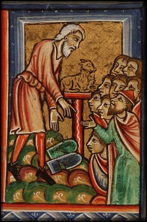 The adoration of the Golden Calf; Moses breaks the Tables of the Law