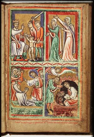 The judgement of Solomon: Solomon gives verdict; he commands a soldier to divide the living child in two