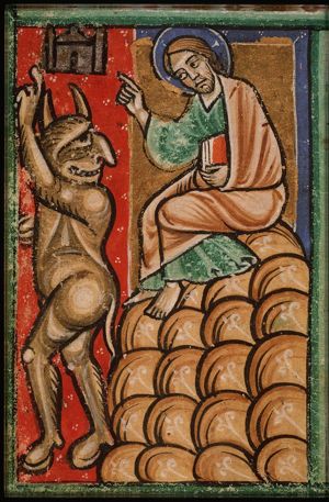 The temptation of Christ in the desert: Satan offers Christ the glory of the world