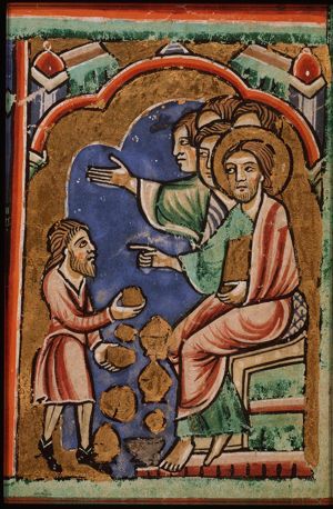 Christ urges a rich young man to seek perfection