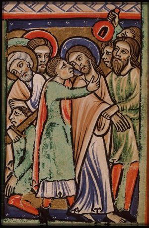 The arrest of Christ: the kiss of Judas; the ear of Malchus cut off by St. Peter