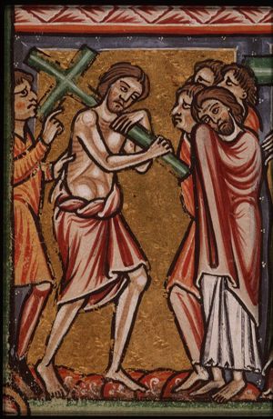 The carrying of the cross: Christ bears the cross