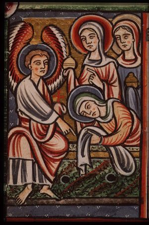 The three Maries at the empty tomb