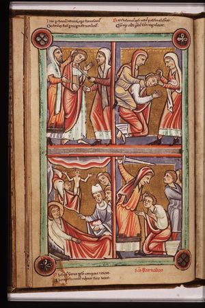 The martyrdom of St. Thomas: he is stabbed to death