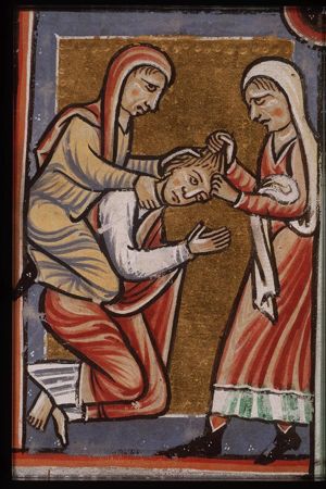 The martyrdom of St. Bartholomew: he is tortured