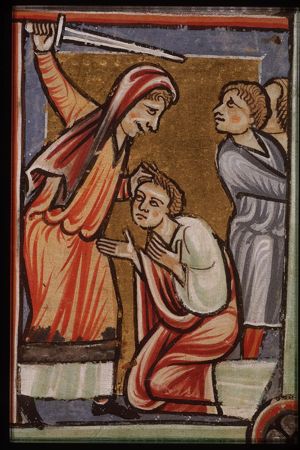 The martyrdom of St. Barnabas of Cyprus: he is beheaded
