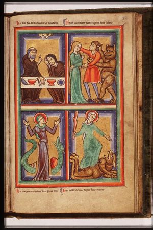 St. Benedict of Nurcia and his sister St. Scholastica at table
