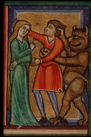 St. Agnes of Rome and the son of the prefect of Rome who tries to violate her