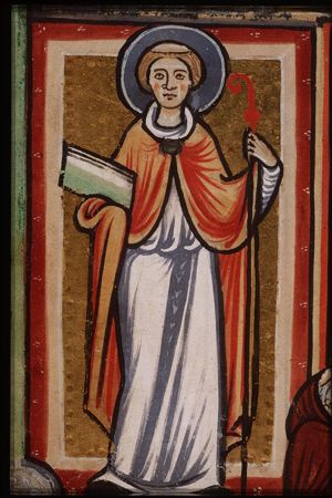 St. Aegidius (Giles) holding a book and a staff