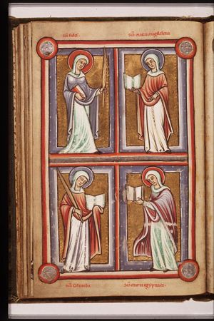 St. Faith holding a book and a palm