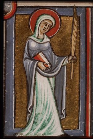 St. Faith holding a book and a palm