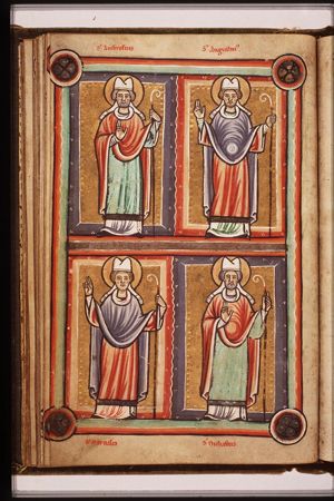 St. Ambrose, Bishop of Milan, holding a staff