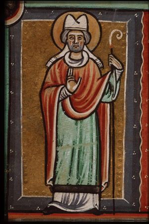 St. Ambrose, Bishop of Milan, holding a staff