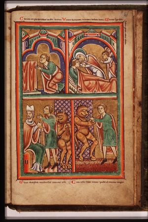 A monk prays to Mary
