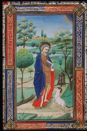 St. John the Baptist holding a book, the Lamb of God (Agnus Dei) at his feet
