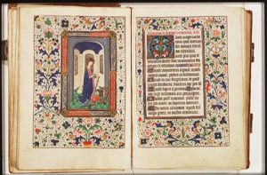 St. Catherine of Alexandria holding a book and a sword, with Emperor Maxentius at her feet