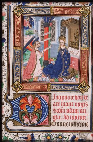 The Annunciation: Gabriel announces Christ's birth to Mary