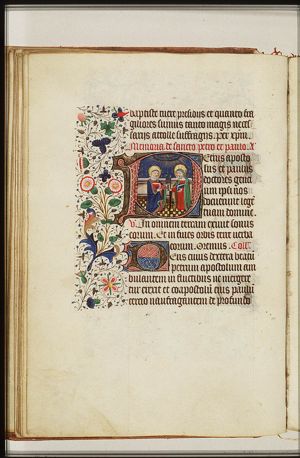 St. Peter holding a book and a key and St. Paul holding a sword and a book