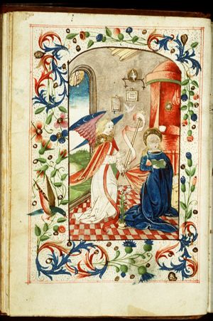 The Annunciation: Gabriel announces Christ's birth to Mary