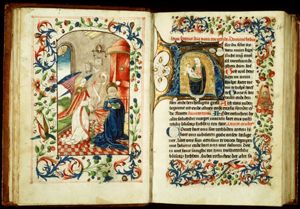 The Annunciation: Gabriel announces Christ's birth to Mary