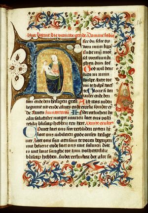 Madonna: Mary standing on the crescent, holding the Christ-child