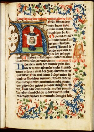 St. Veronica holding up the veil with the image of Christ (Vera Icon)