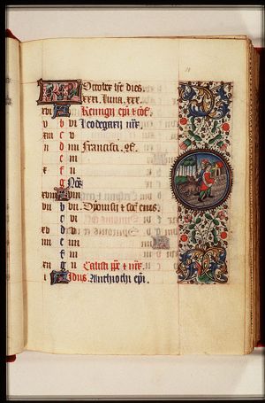 October: men knocking acorns out of oak-trees