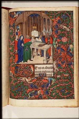 The circumcision of the Christ-child in the temple by a priest