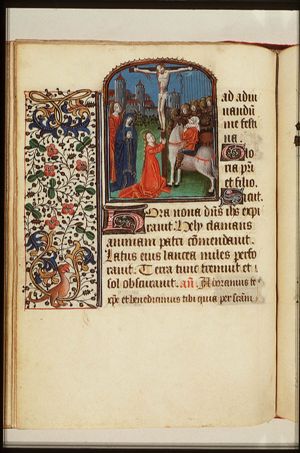 The Crucifixion, with Mary, St. John, St. Mary Magdalene, the confessing centurion(?) and soldiers