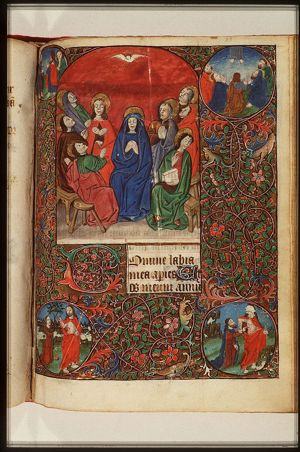 Pentecost: the Holy Spirit descends upon Mary and the apostles