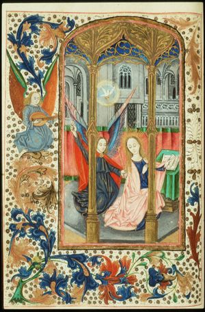 The Annunciation: Gabriel announces Christ's birth to Mary