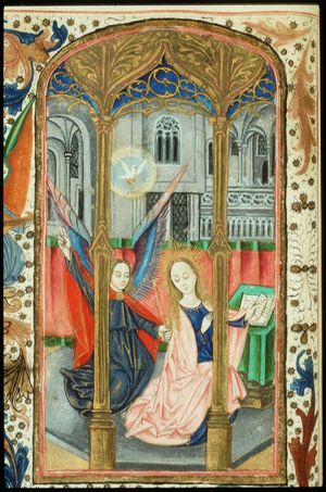 The Annunciation: Gabriel announces Christ's birth to Mary