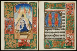 The Trinity: God the Father holding the body of Christ (Not Gottes), with four angels, two of them holding Instruments of the Passion: crown of thorns, three nails and cross