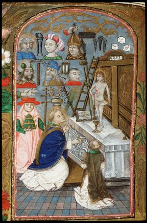 The mass of St. Gregory the Great: Christ appears on the altar