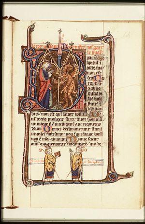 St. Martin, Bishop of Tours, holding a staff and a book and St. Nicholas, Bishop of Myra, holding a staff
