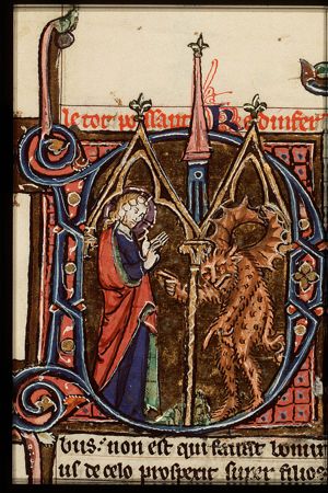 The temptation of Christ in the desert by Satan