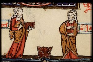 St. Philip holding a book and St. James (the Less?) holding a book