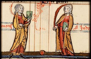 St. Simon Zelotes holding a palm and a book and St. Jude Thaddaeus holding a palm and a book