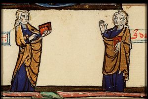 St. Cosmas holding a book and St. Damian holding a book